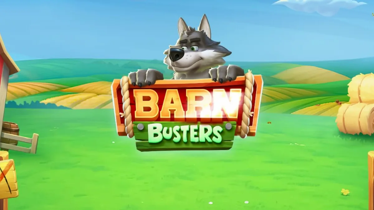 Tampilan visual slot Barn Busters dengan tema peternakan yang ceria